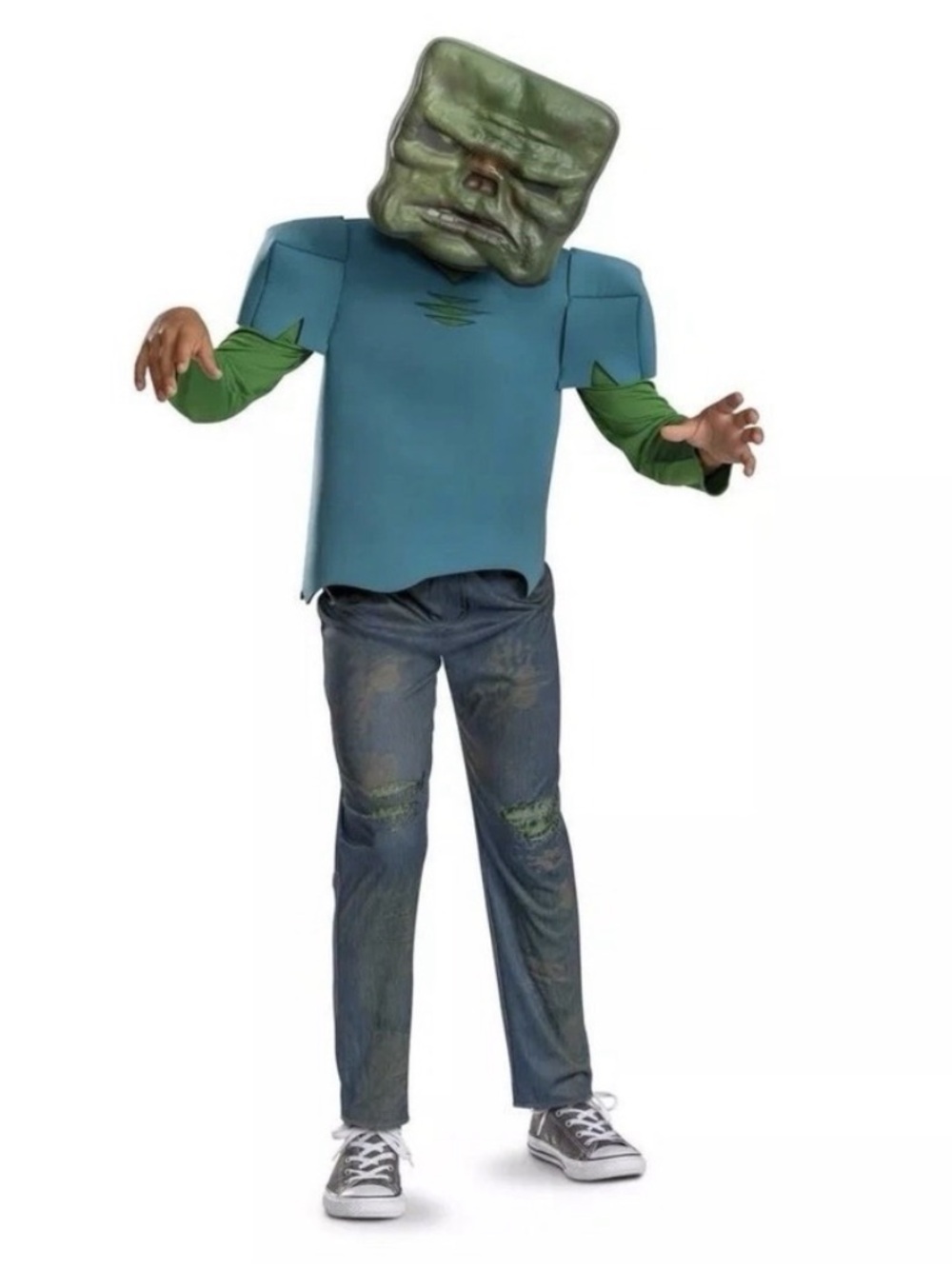 Disguise Minecraft Movie Zombie Costume in Green and Blue S 4-6 NEW Halloween